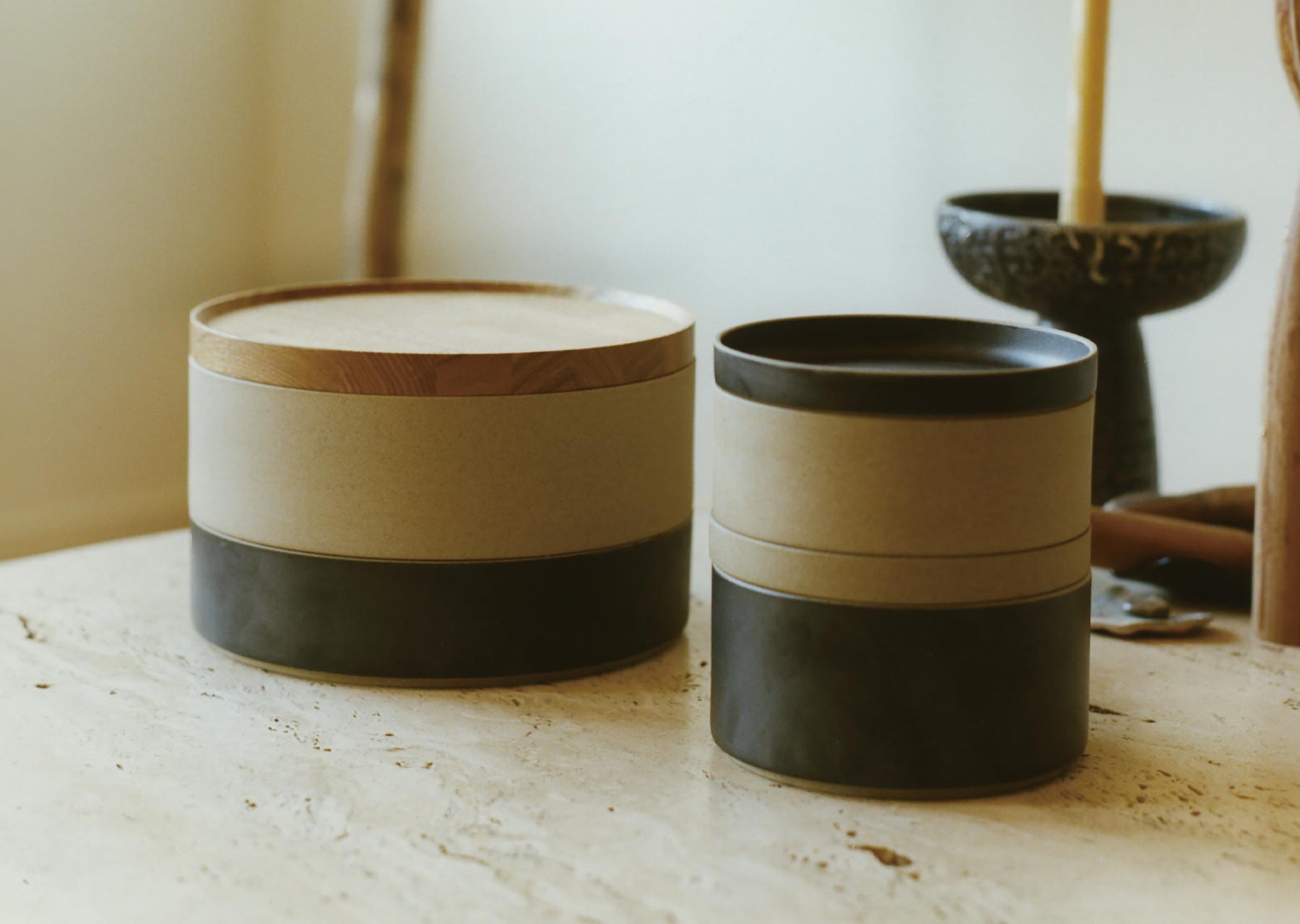 Stacked japanese plates