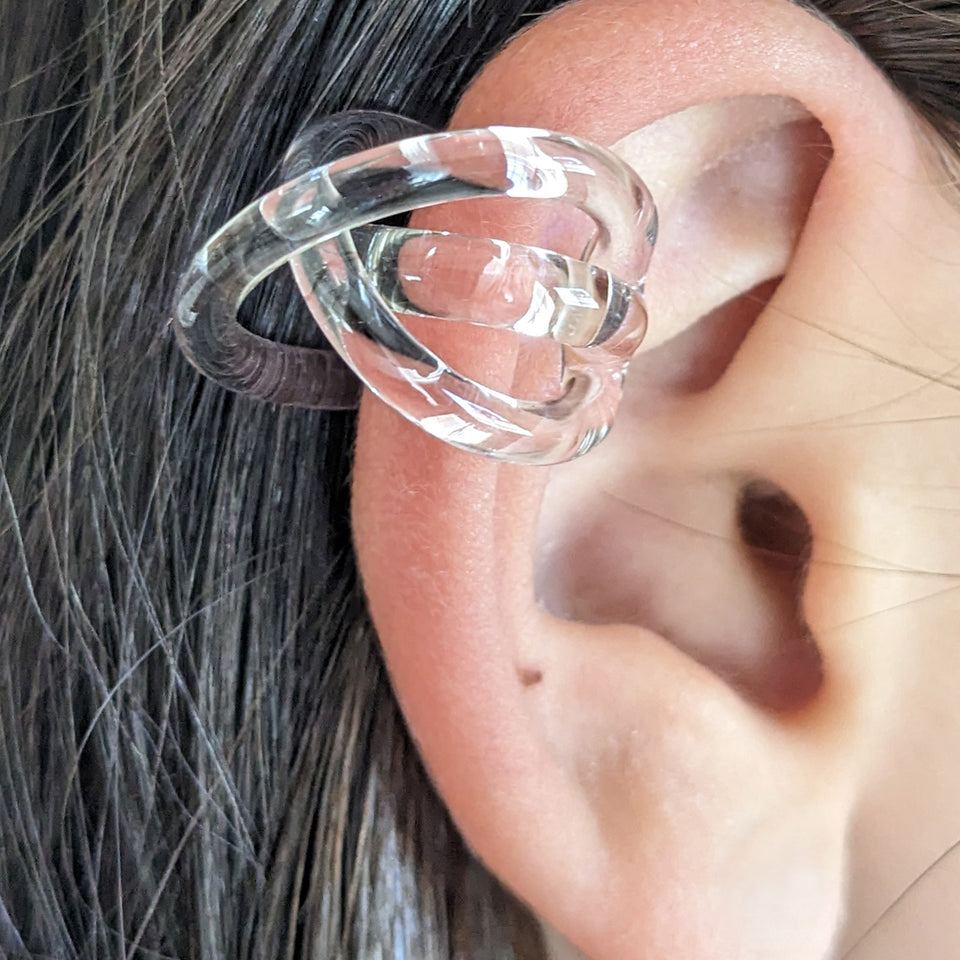 Ear cuff - 'Triple Loop' Transparent